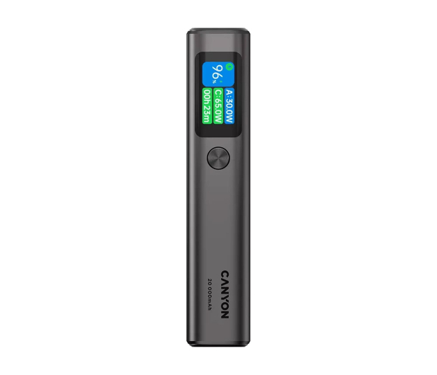 CANYON Powerbank OnPower 230 TFT 20000 mAh PD130W Ciemnoszary - 1320628 - zdjęcie